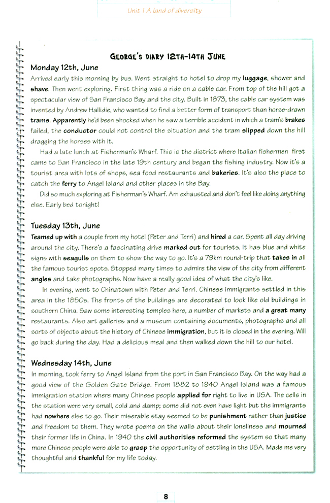 人教版高三英语选修8电子课本Unit 1 A land of diversity(第8页)