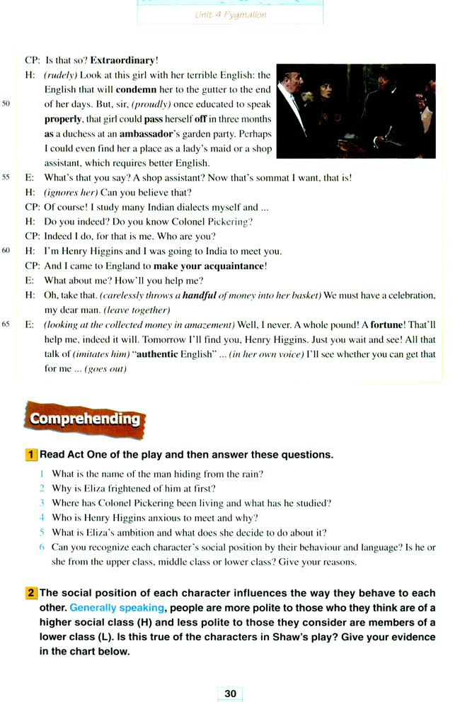 人教版高三英语选修8电子课本Unit 4 Pygmalion(第30页)
