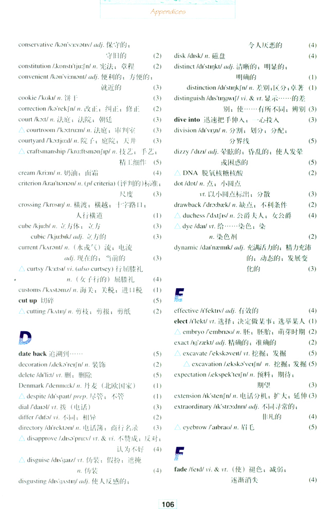 人教版高三英语选修8电子课本Vocabulary(第106页)