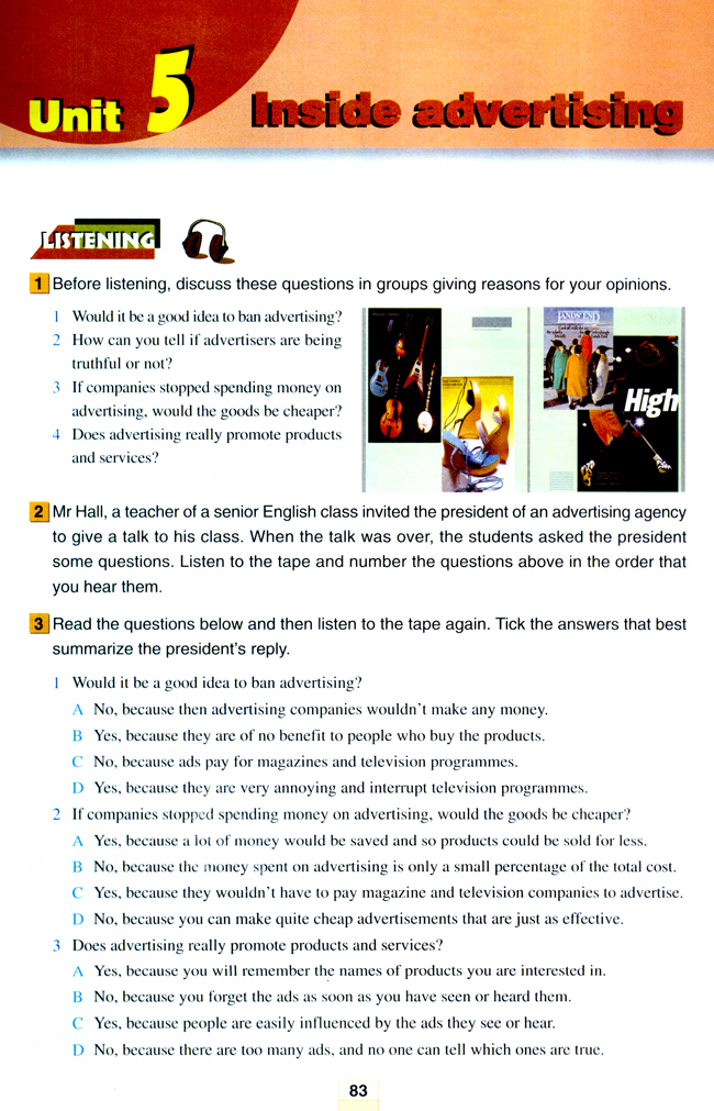 人教版高三英语选修9电子课本Unit 5 Inside advertising(第83页)