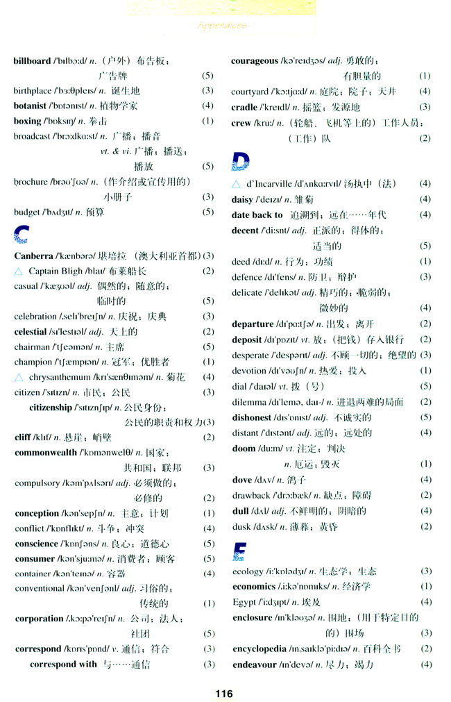 人教版高三英语选修9电子课本vocabulary(第116页)