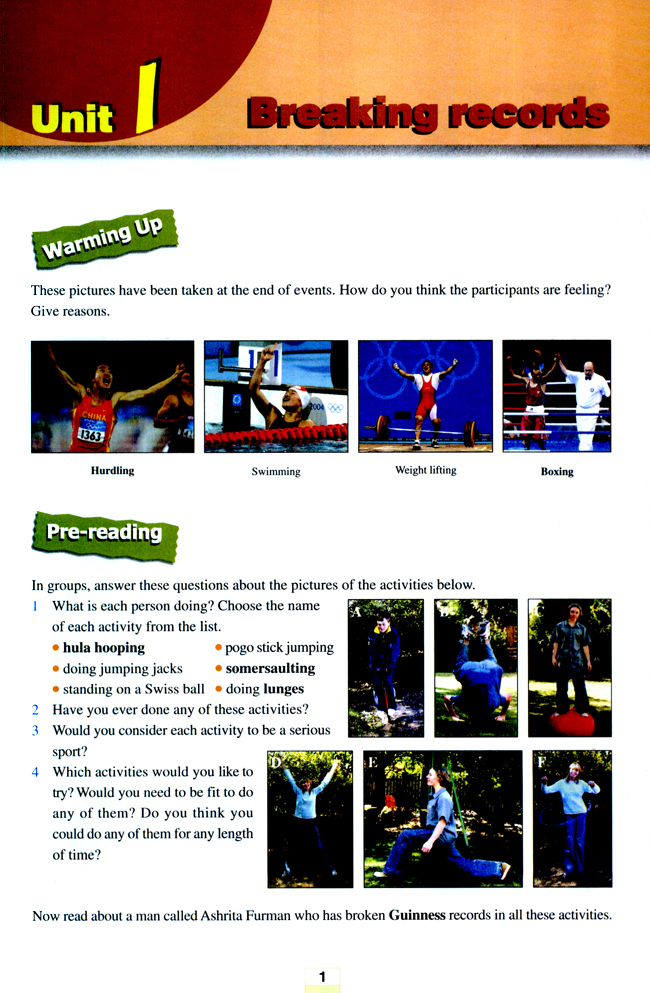 人教版高三英语选修9电子课本Unit 1 Breaking records(第1页)