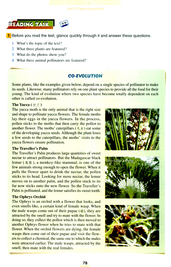 人教版高三英语选修9电子课本Unit 4 Exploring plants(第78页)