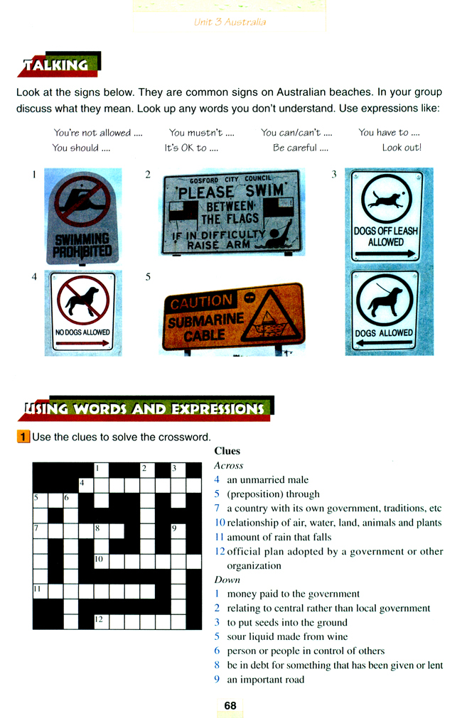 人教版高三英语选修9电子课本Unit 3 Australia(第68页)
