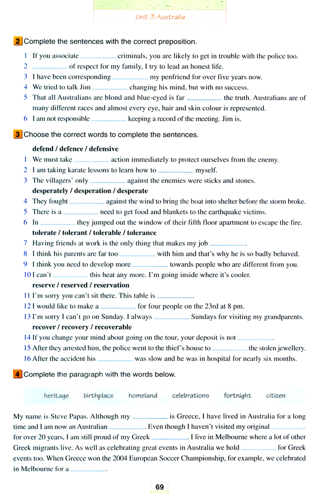 人教版高三英语选修9电子课本Unit 3 Australia(第69页)