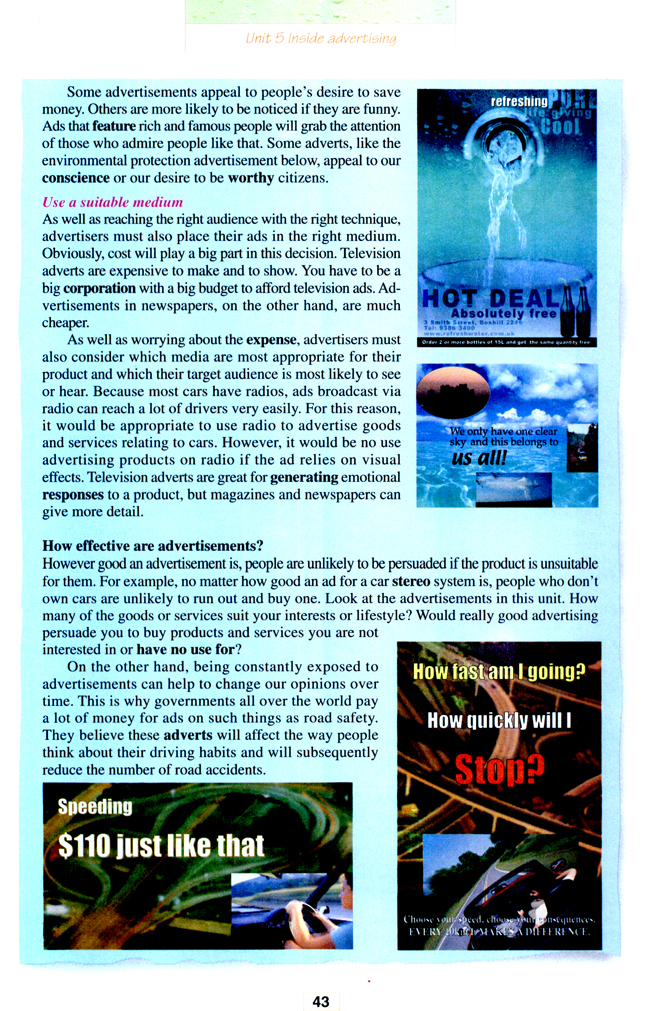 人教版高三英语选修9电子课本Unit 5 Inside advertising(第43页)