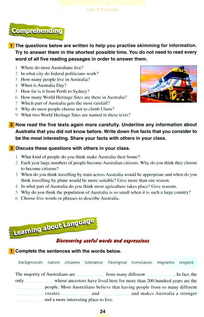人教版高三英语选修9电子课本Unit 3 Australia(第24页)