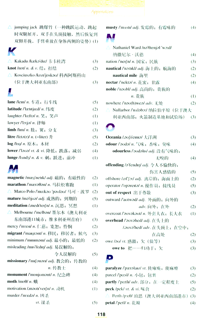 人教版高三英语选修9电子课本vocabulary(第118页)