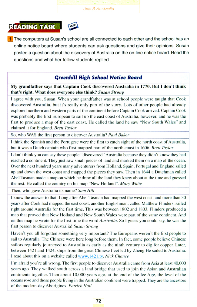 人教版高三英语选修9电子课本Unit 3 Australia(第72页)