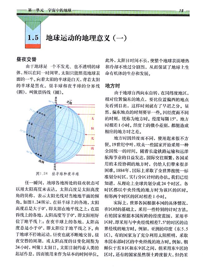 1．5 地球运动的地理意义（一）(第19页)