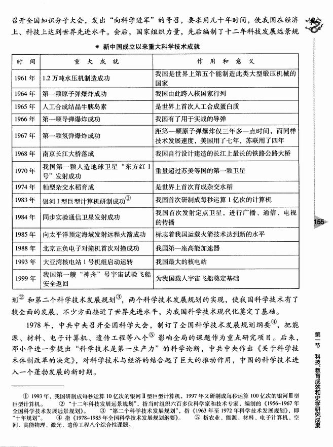 第十一章 社会主义时期文化的发展和社会生活的新变化 第一节 科技、教育成就和史学研究成果(第154页)