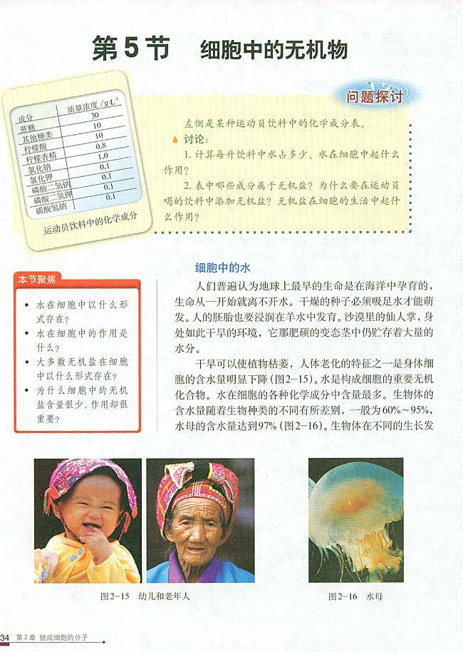 第5节 细胞中的无机物(第34页)