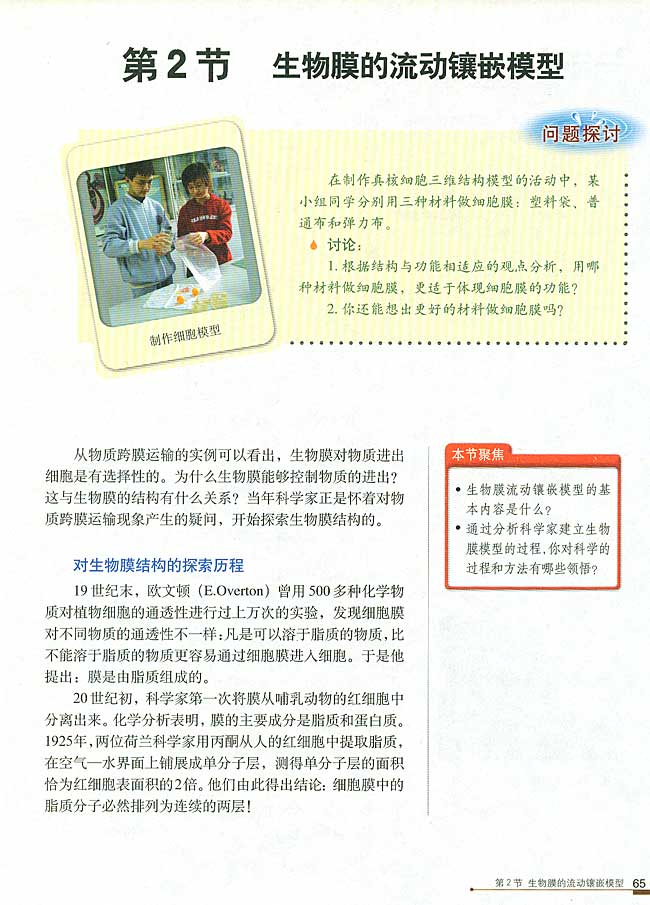 第2节 生物膜的流动镶嵌模型(第65页)