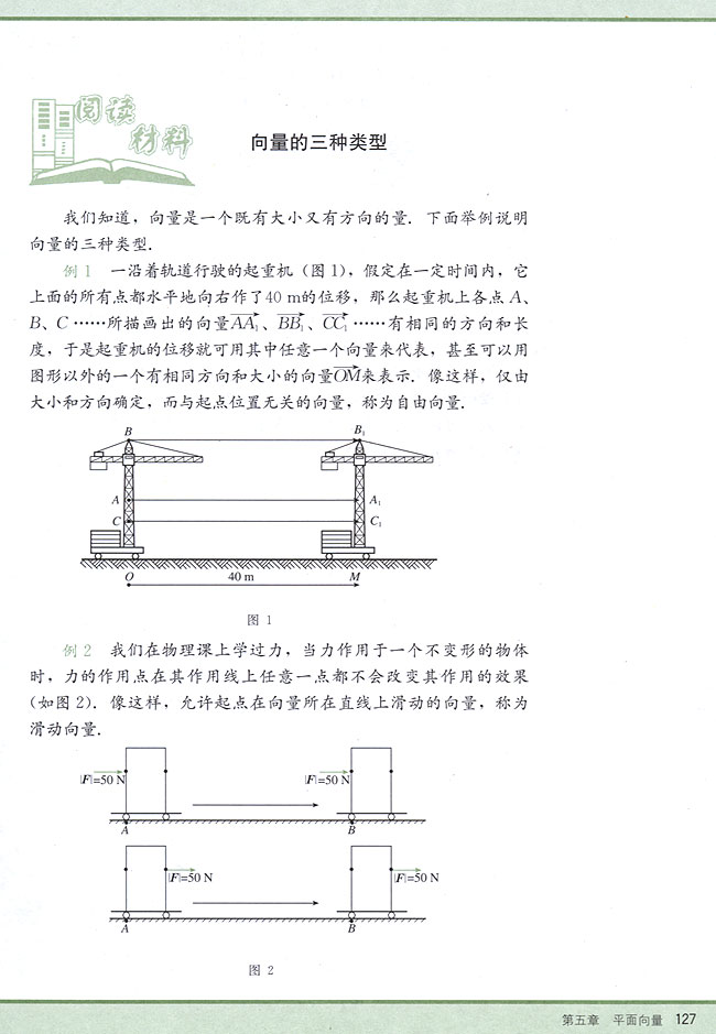 阅读材料 向量的三种类型(第127页)