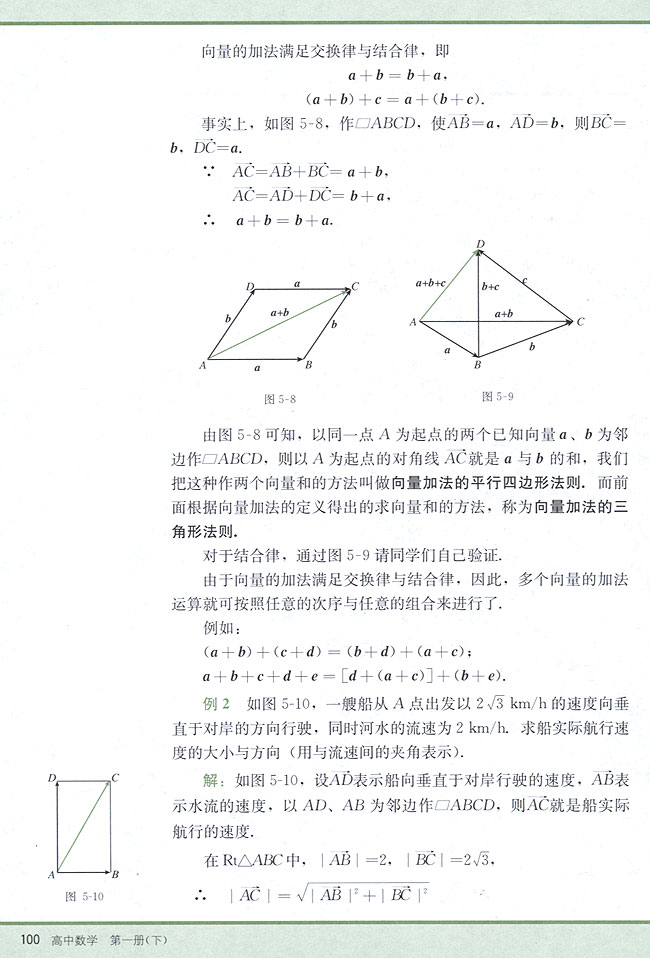 5．2 向量的加法与减法(第100页)
