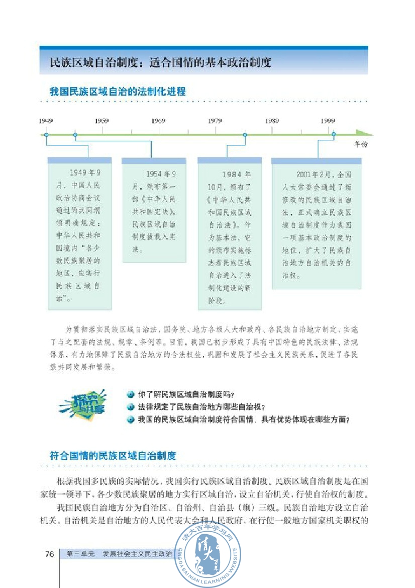 民族区域自治制度：适合国情的基本政治制度(第76页)