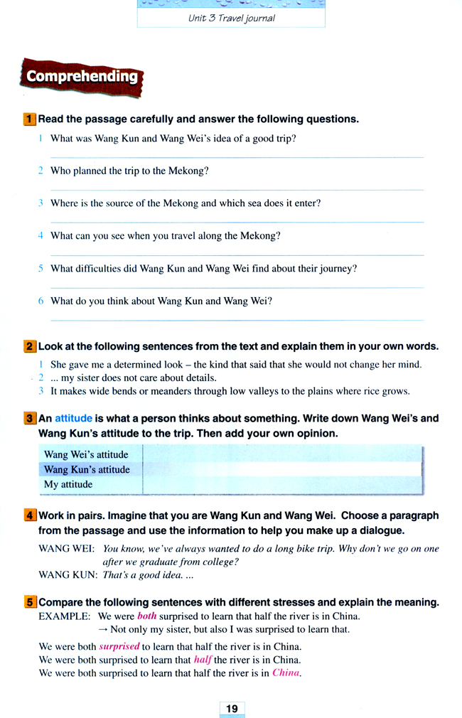 Unit 3 Tracel journal(第19页)