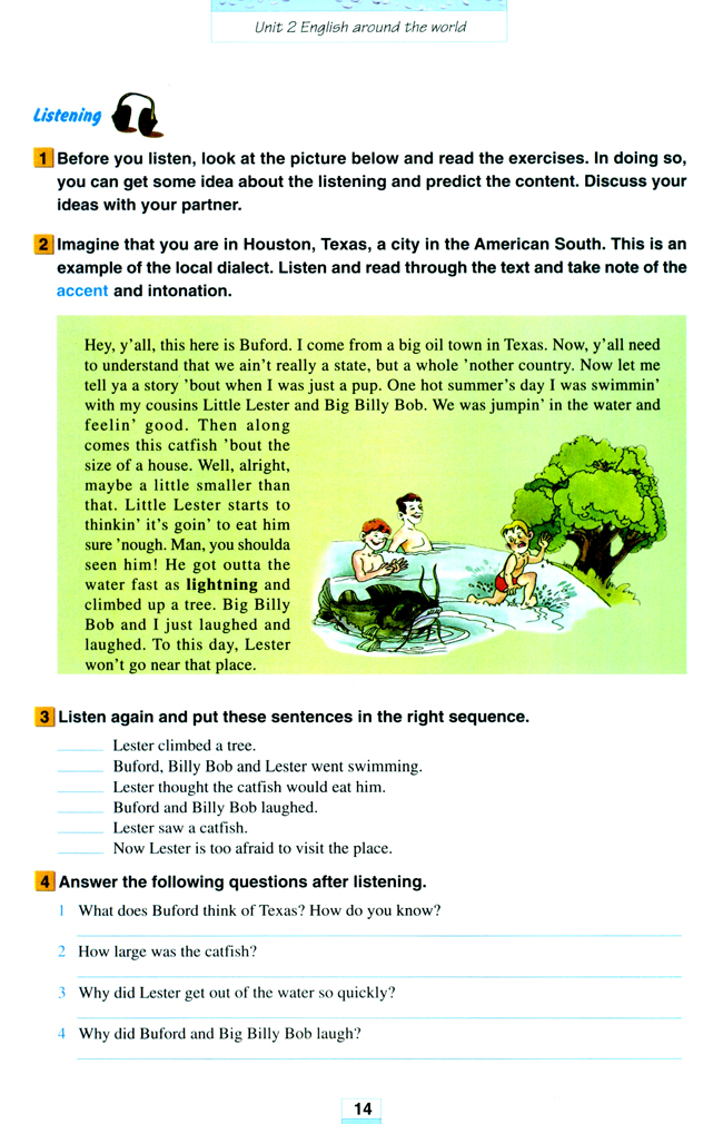 Unit 2 English around the world(第14页)