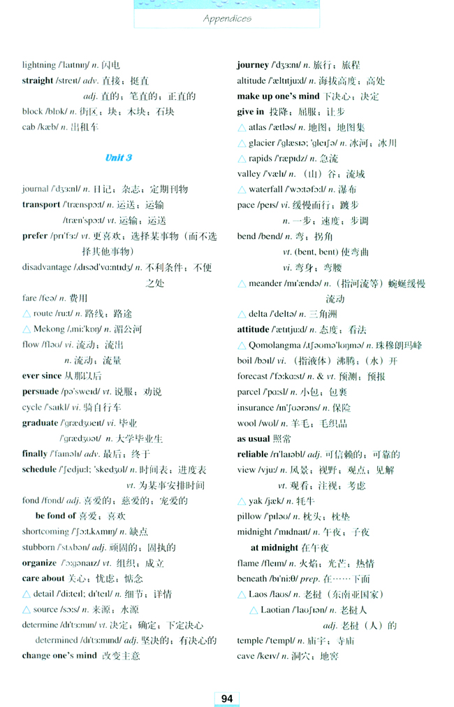 Words and expressions in each unit(第94页)
