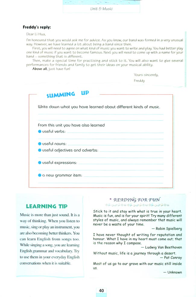 Unit 5 Music(第40页)