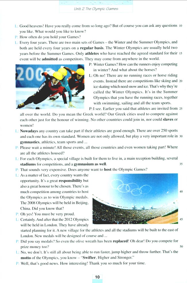 Unit 2 The Olympic Games(第10页)
