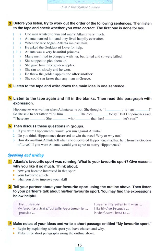 Unit 2 The Olympic Games(第15页)