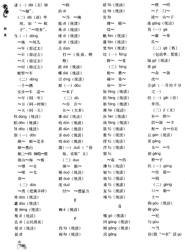 普通话异读词审音表(第160页)