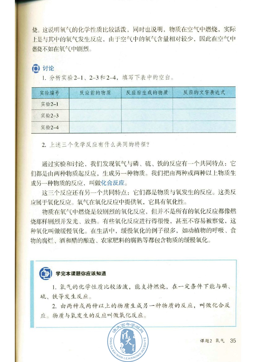 课题2 氧气(第35页)