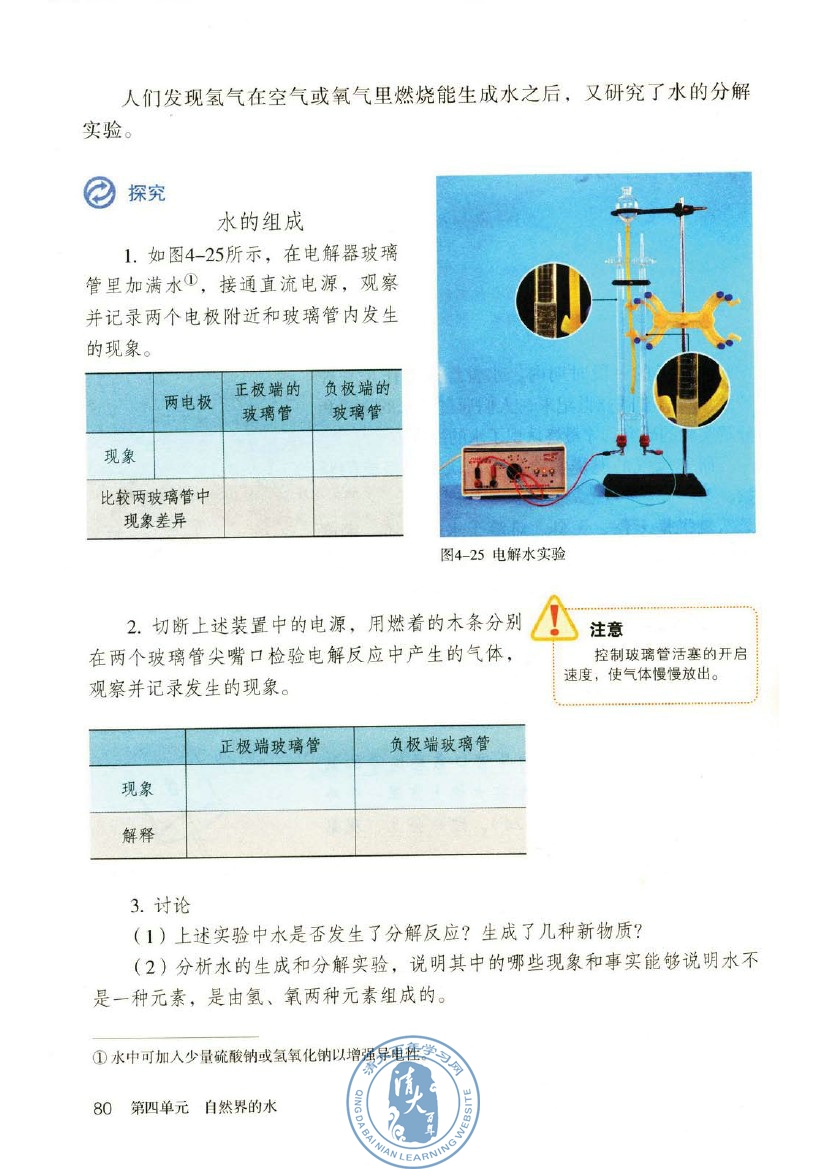 课题3 水的组成(第80页)