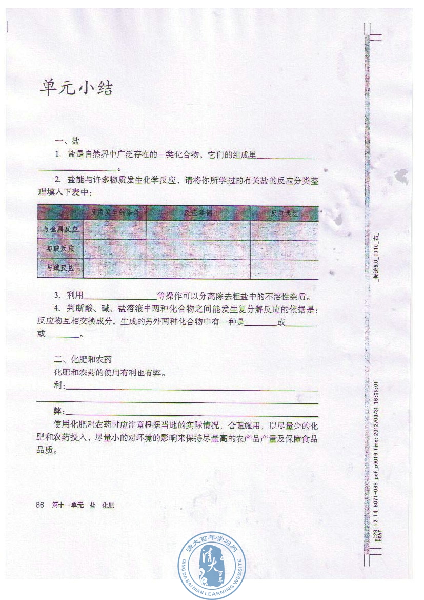 课题2 化学肥料(第86页)