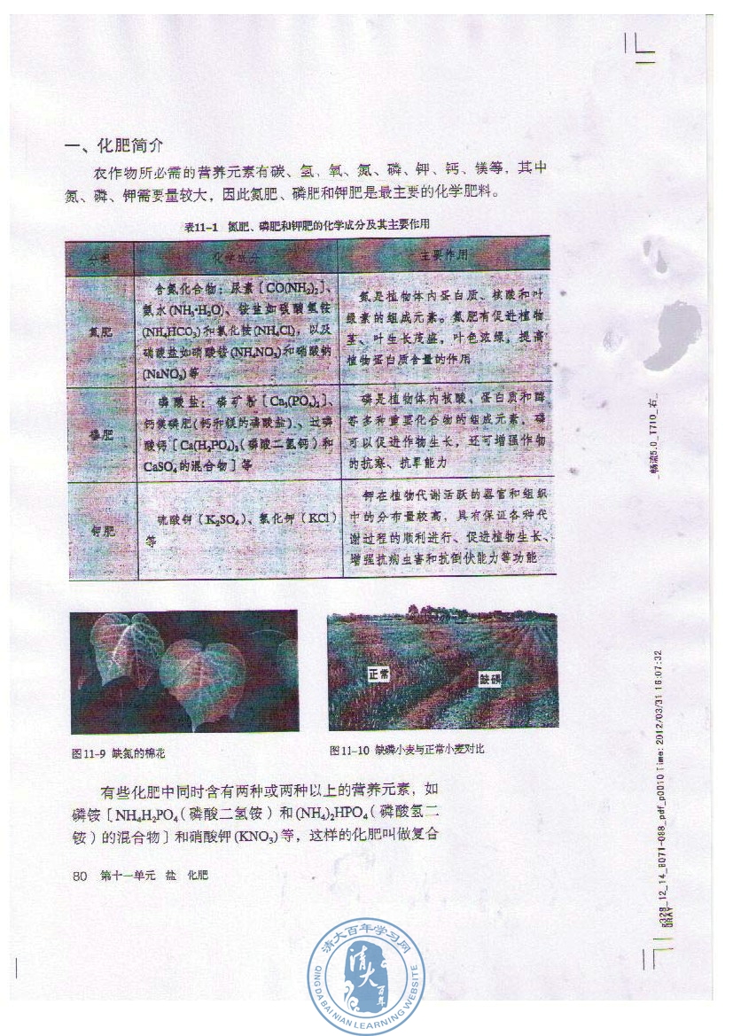 课题2 化学肥料(第80页)