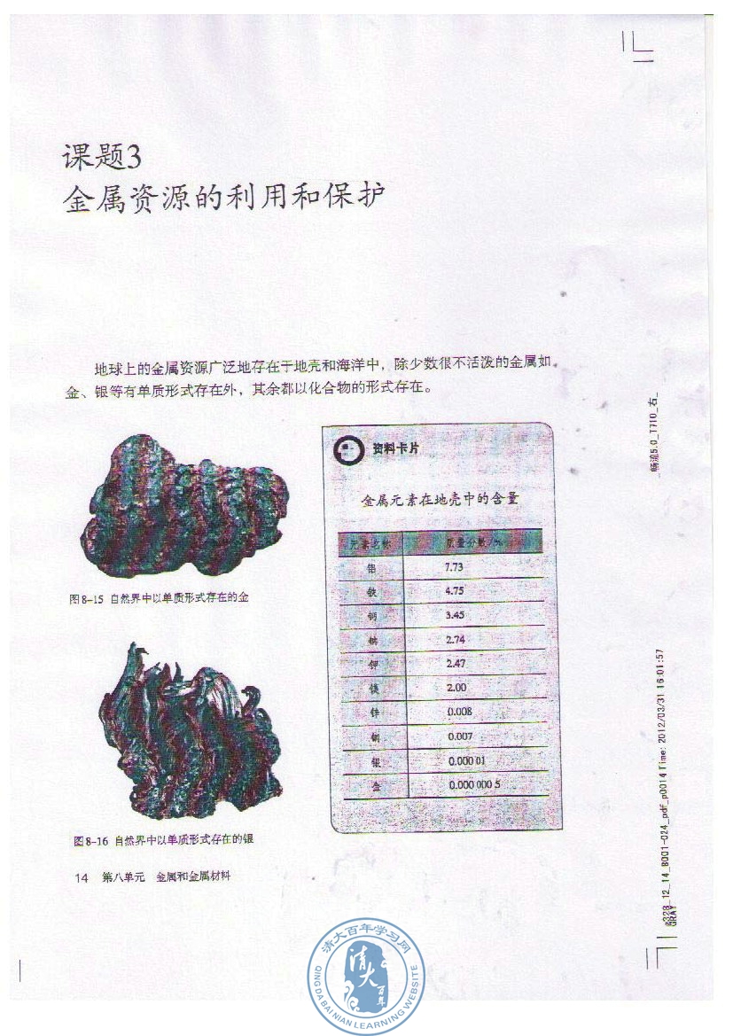 课题3 金属资源的利用和保护(第14页)