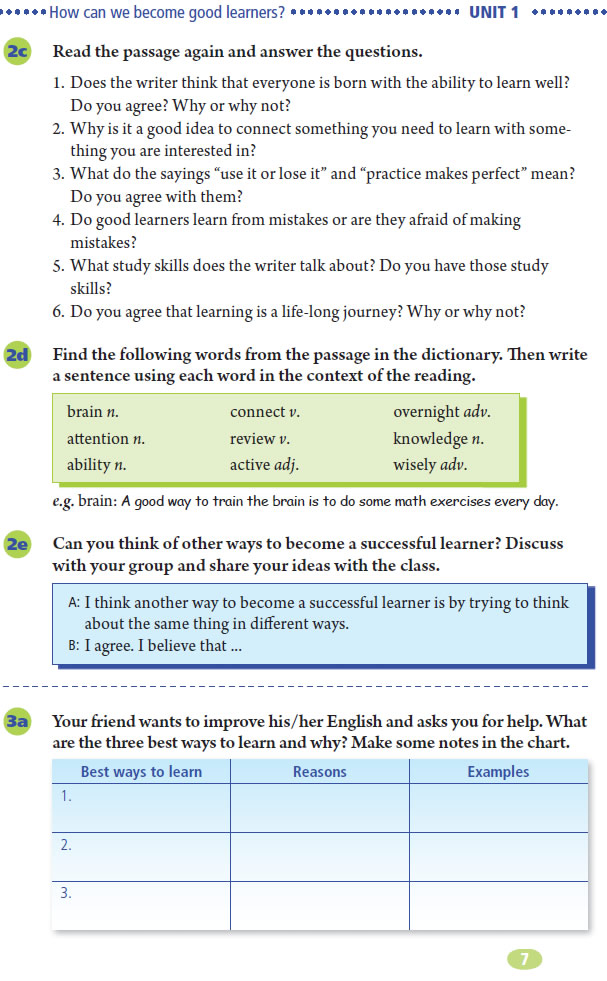 Unit 1 How can we become good learners?(第7页)