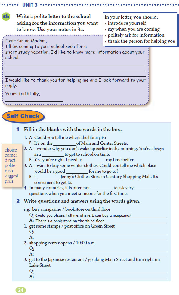 Unit 3 Could you please tell me where the restrooms are?(第24页)