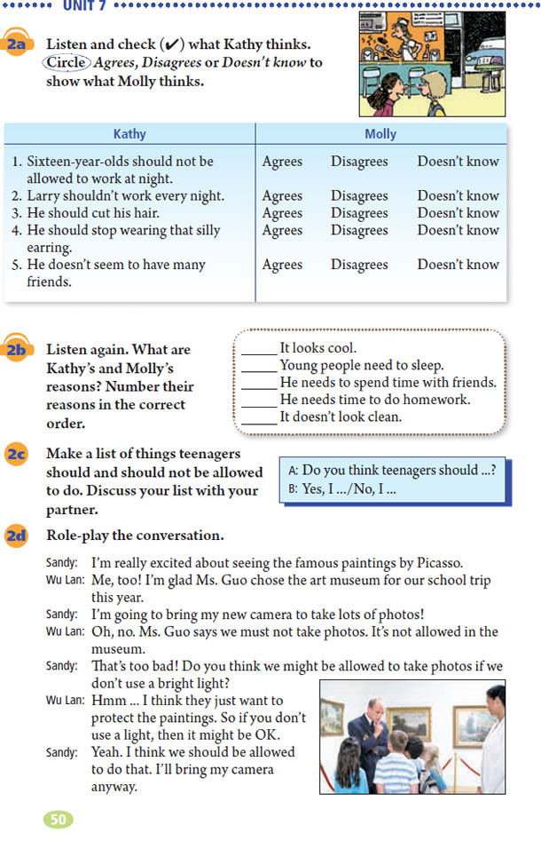 Unit 7 Teenagers should be allowed to choose their own clothes.(第50页)