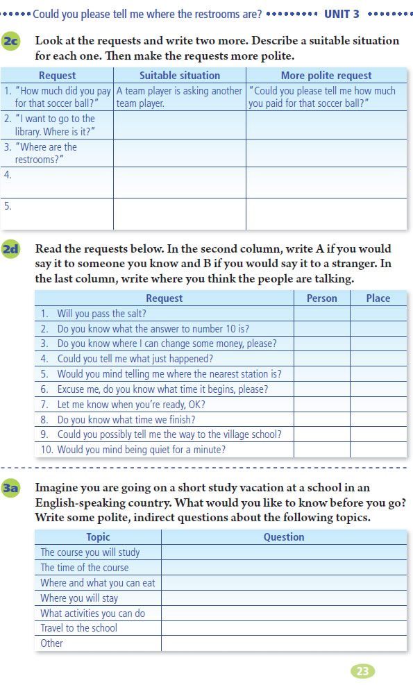 Unit 3 Could you please tell me where the restrooms are?(第23页)