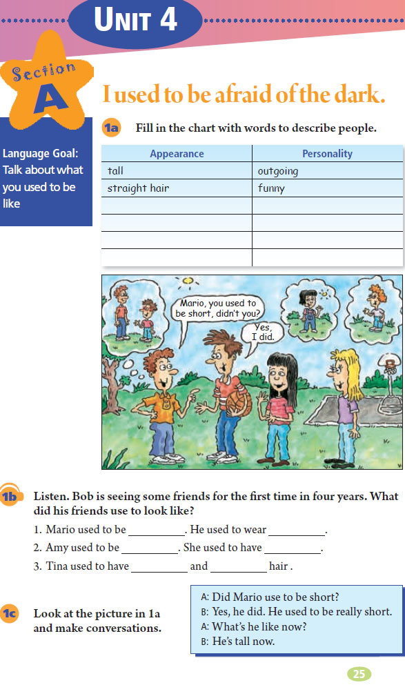 Unit 4 I used to be afraid of the dark.(第25页)