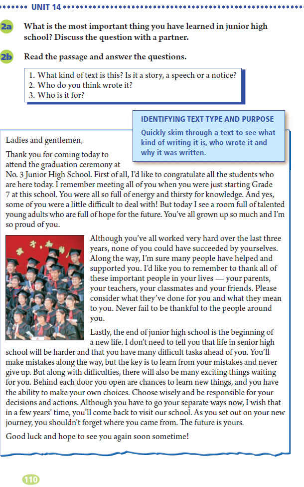Unit 14 I remember meeting all of you in Grade 7.(第110页)