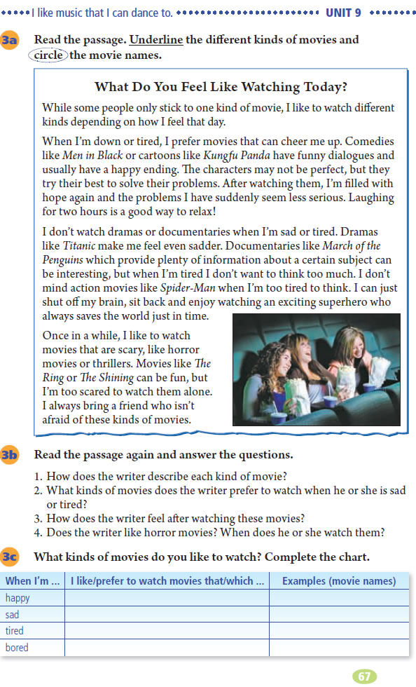 Unit 9 I like music that I can dance to.(第67页)