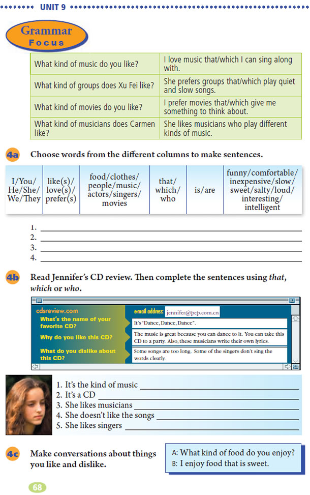 Unit 9 I like music that I can dance to.(第68页)