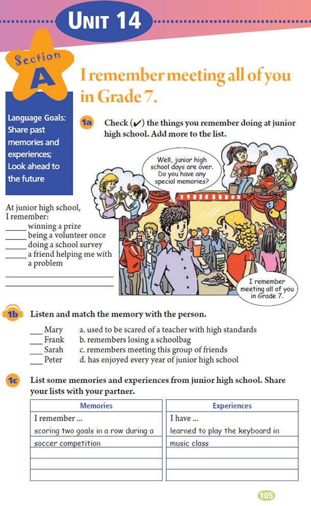 Unit 14 I remember meeting all of you in Grade 7.(第105页)