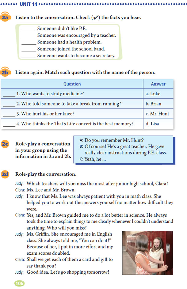Unit 14 I remember meeting all of you in Grade 7.(第106页)
