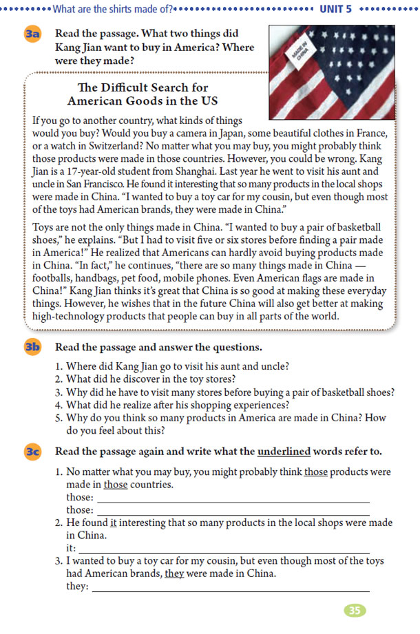 Unit 5 What are the shirts made of?(第35页)