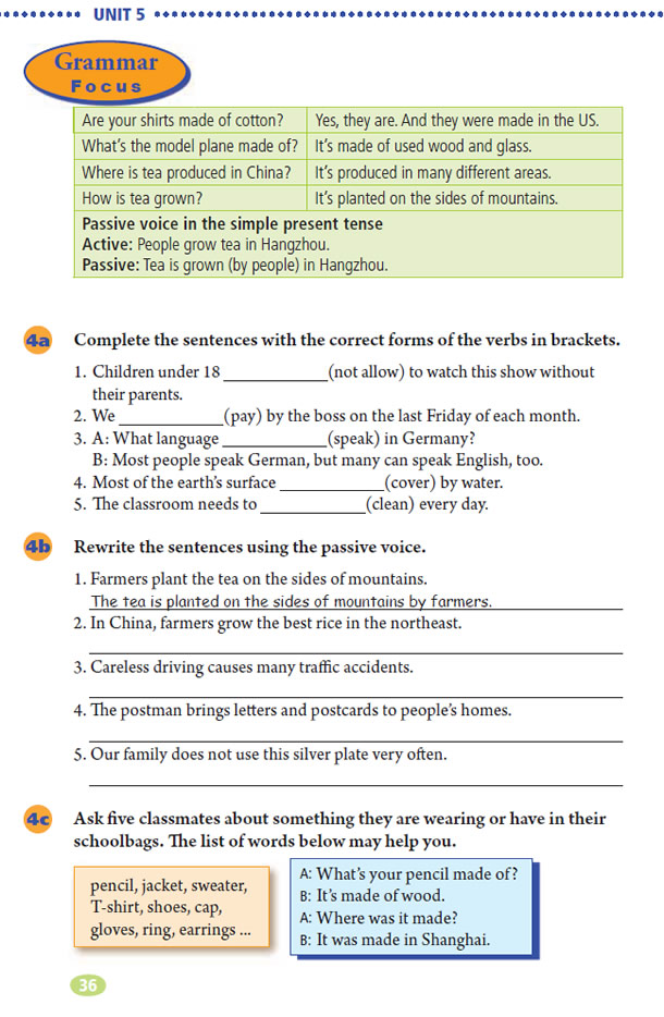 Unit 5 What are the shirts made of?(第36页)