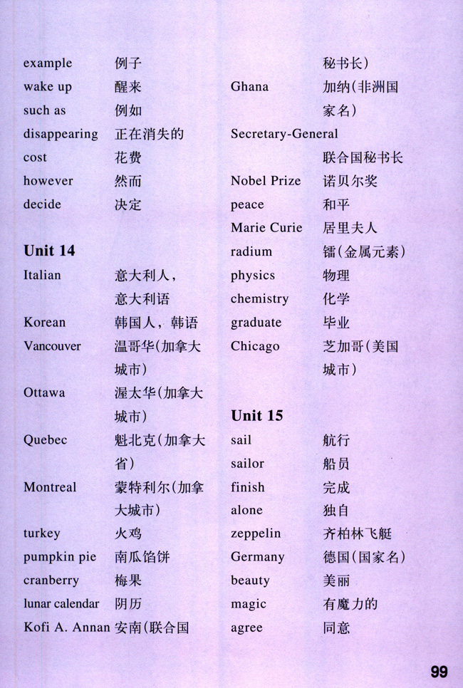 附录一 词汇表一(第98页)