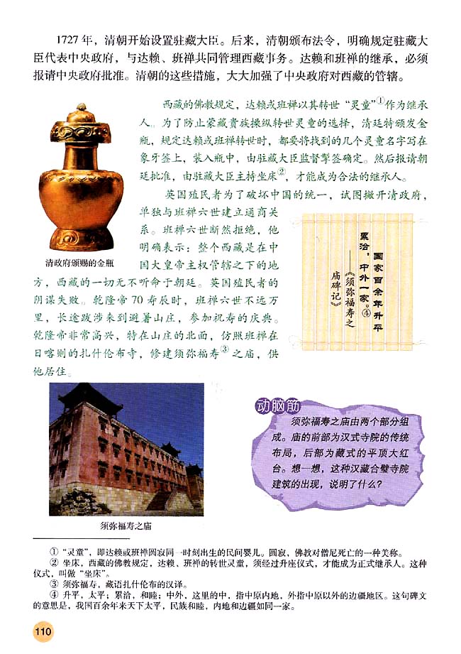 第19课 统一多民族国家的巩固(第110页)