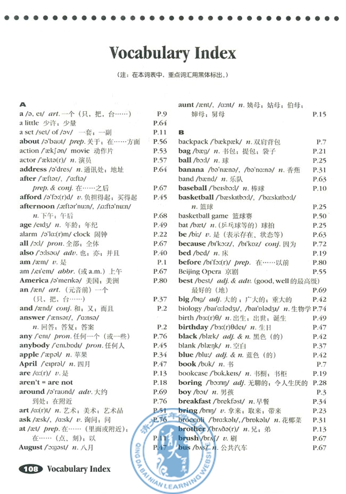 Vocabulary Index(第128页)