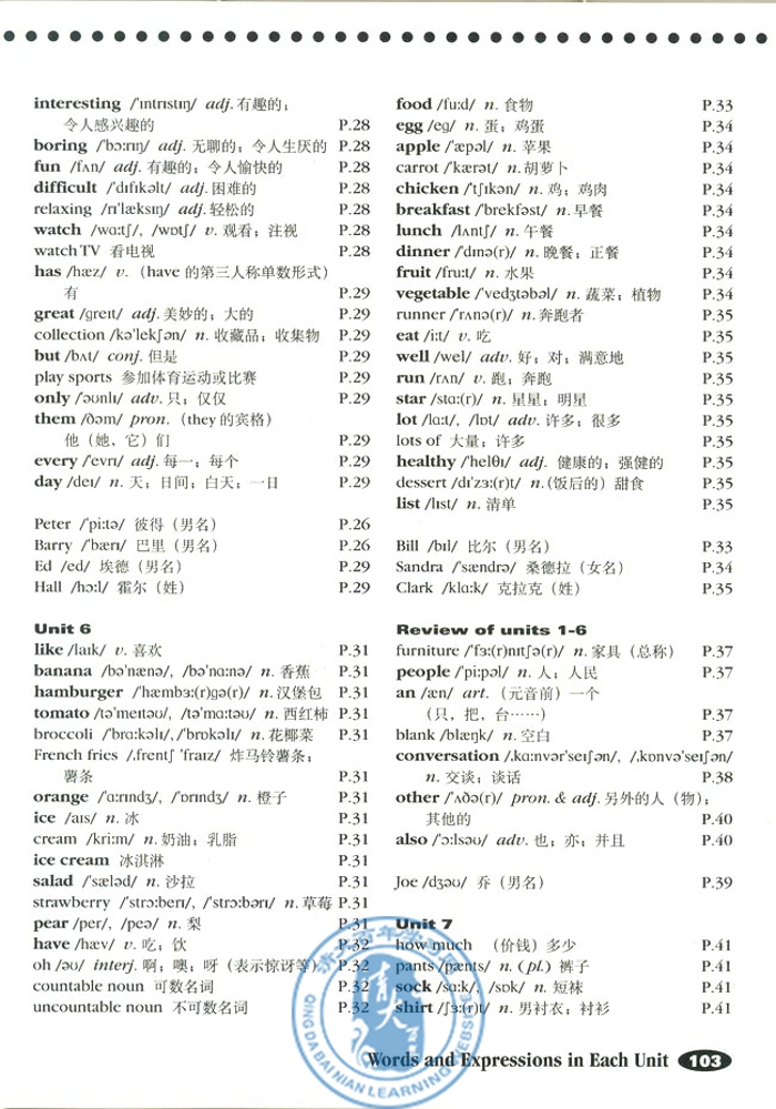Words and Expressions in Each Unit(第123页)
