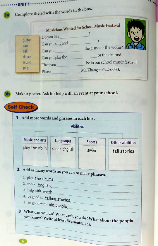 1 Can you playthe guitar?(第6页)