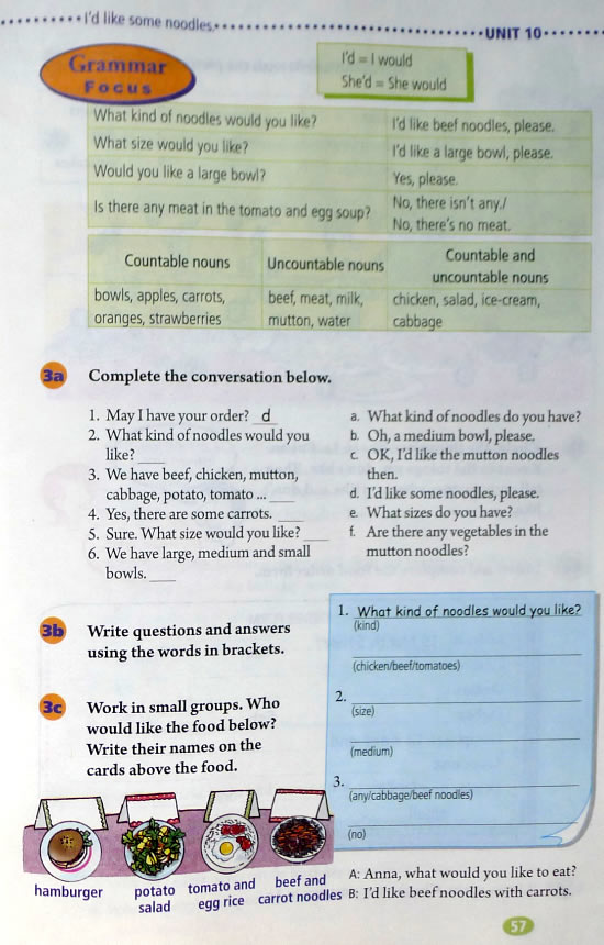 10 I’d likesome noodles.(第57页)